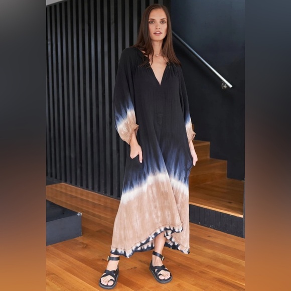 Ocean+Main Los Angeles 100% Cotton Gauze Kaftan Size L/XL Pit 21 - Picture 5 of 17